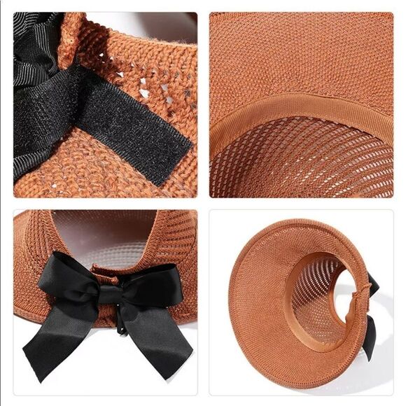 Coffee Foldable Wide Brim Roll Up Visor Hat - Picture 7 of 7